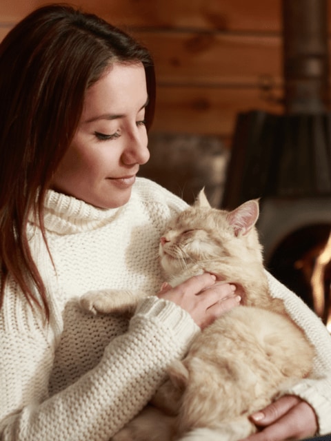 lady with cat